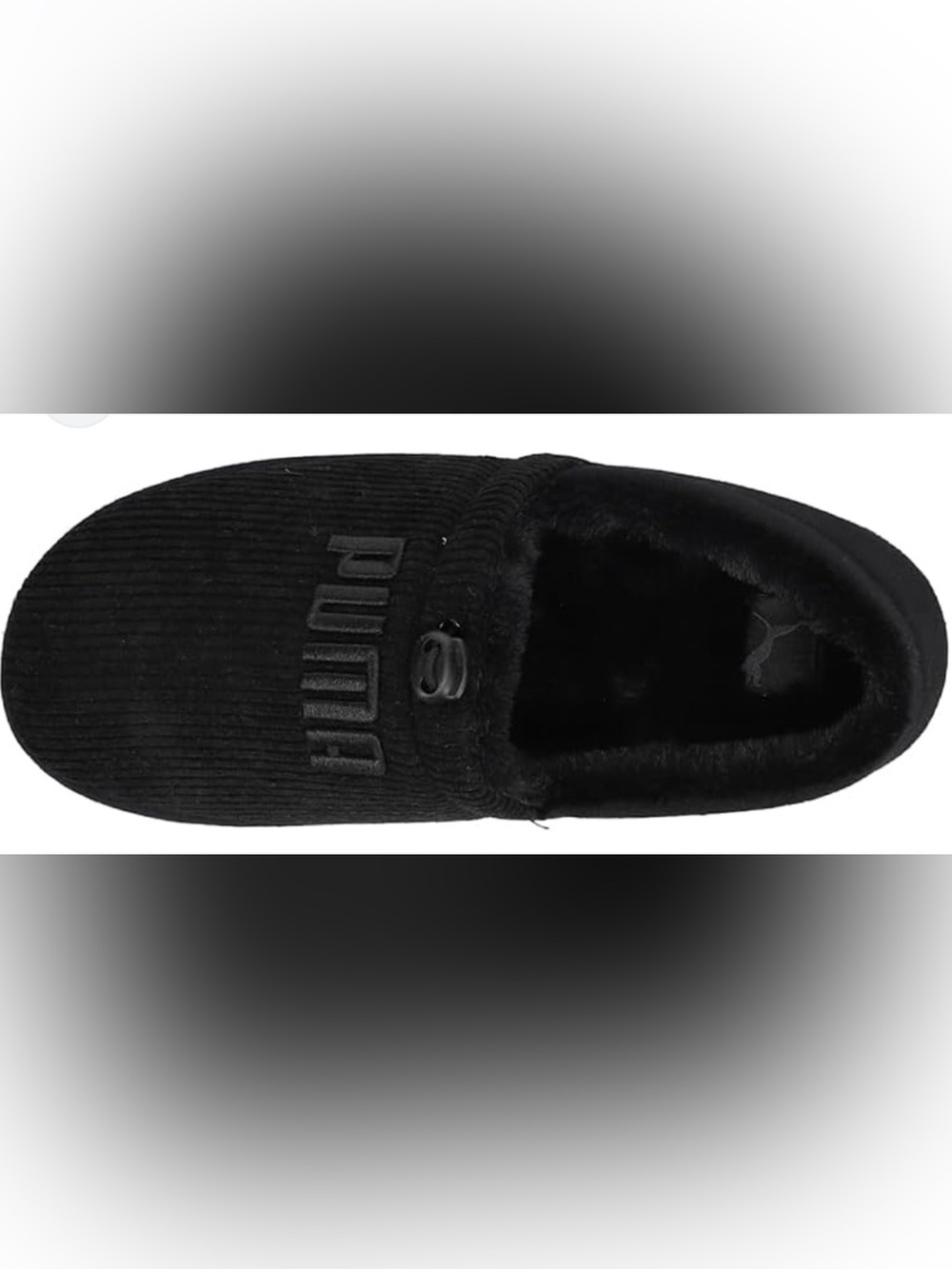PUMA Men’s Black Corduroy Slip-On Slippers 10